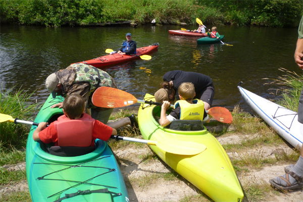 Kayaking instruction with adult paddlers