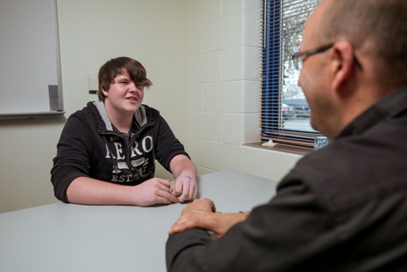 Student Brian Palazzola with volunteer mentor David Tosh