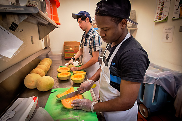 Bryan Laher and Shaquille Brown at the Community Kitchen